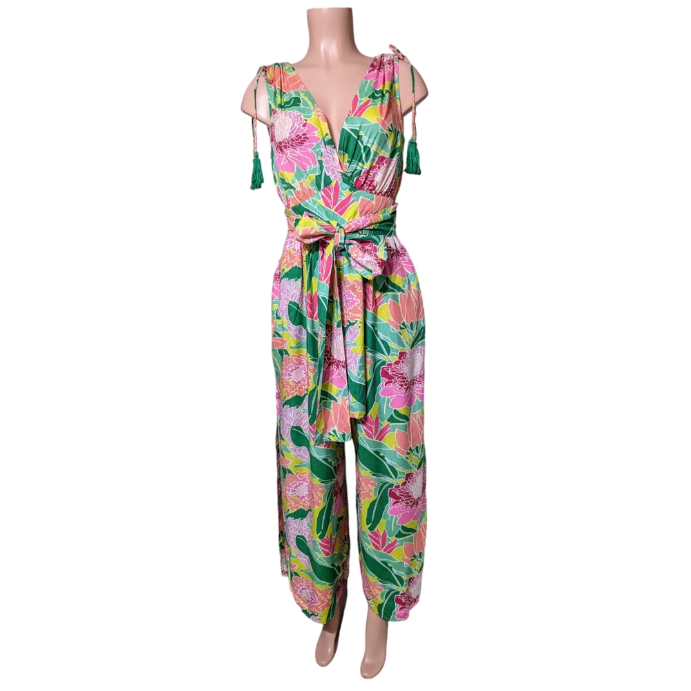 TROPICAL America & Beyond colorful flowy summer Long Beach Beauty Jumpsuit